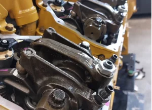Yellow CAT Engine close up.