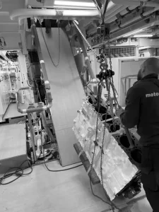 The Motortec team working on Caterpillar engines
