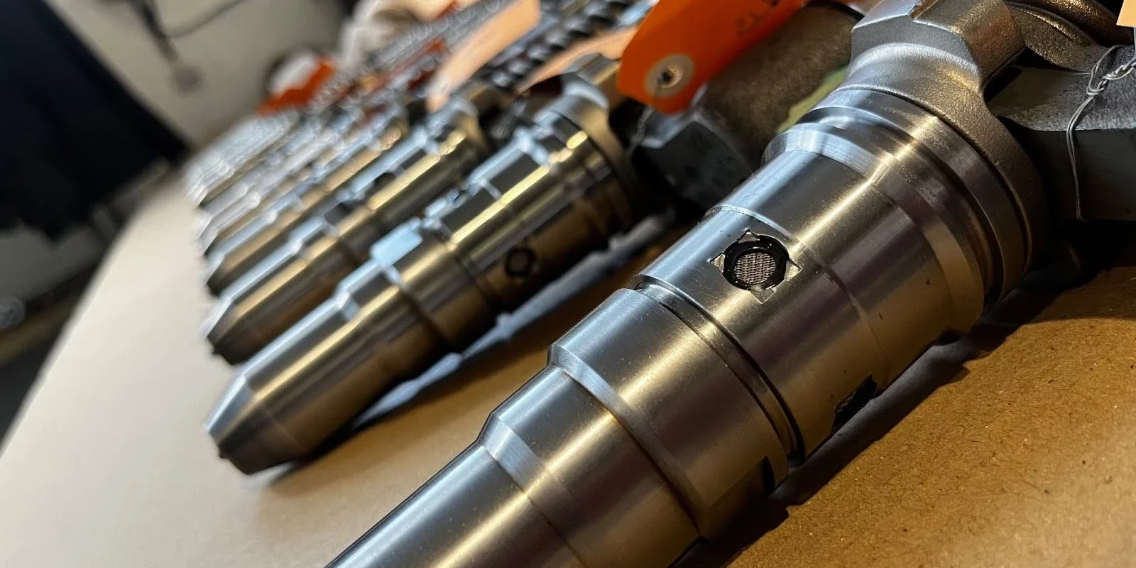 Caterpillar yacht engine spare parts on the table.