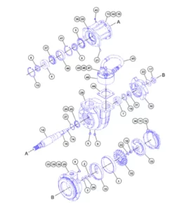 A diagram of the components of specific CAT cooling system parts.