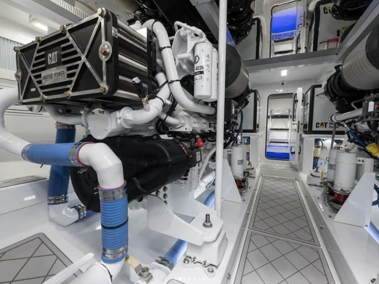A Caterpillar yacht engine in a yacht vessel.