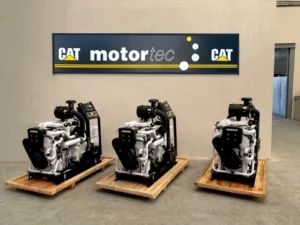 Motortec CAT generators on display under the Motortec banner.