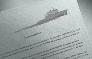 A testimonial letter showcasing Motortec's great work on Caterpillar marine engines.